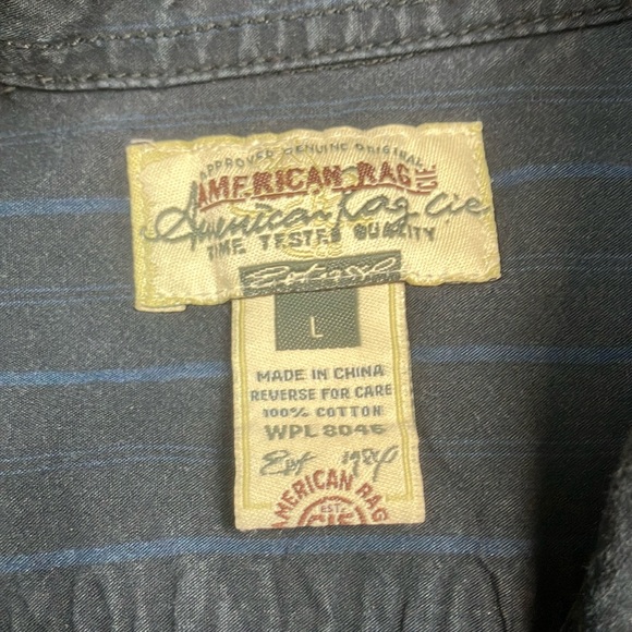 American‎ Rag Mens Navy Blue Casual Button Down Shirt Size L - Picture 2 of 6